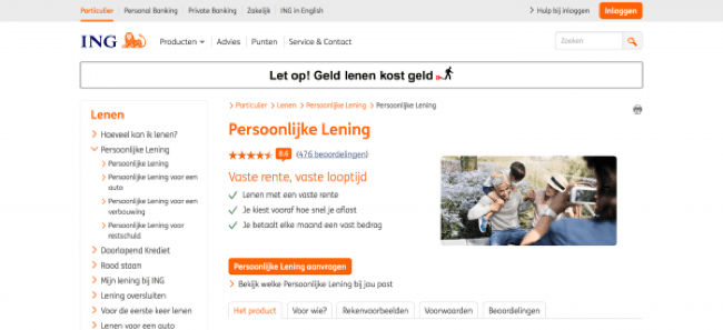 ING – Lening tot €75 000