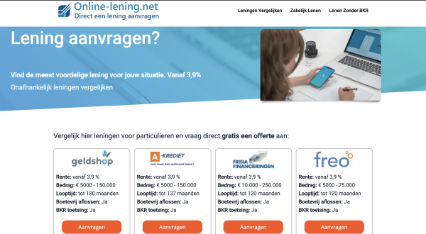 Online-Lening – Lening tot €150 000