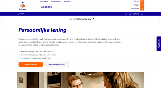 Rabobank – Lening tot €50 000