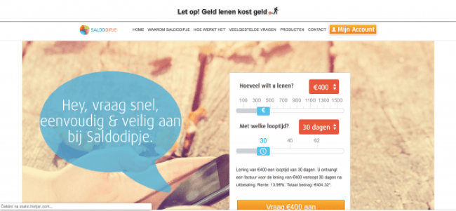 Saldodipje – Lening tot €1 500
