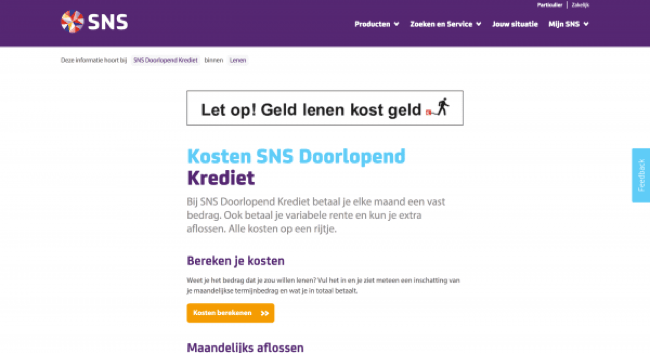 SNS Bank – Lening tot €15 000